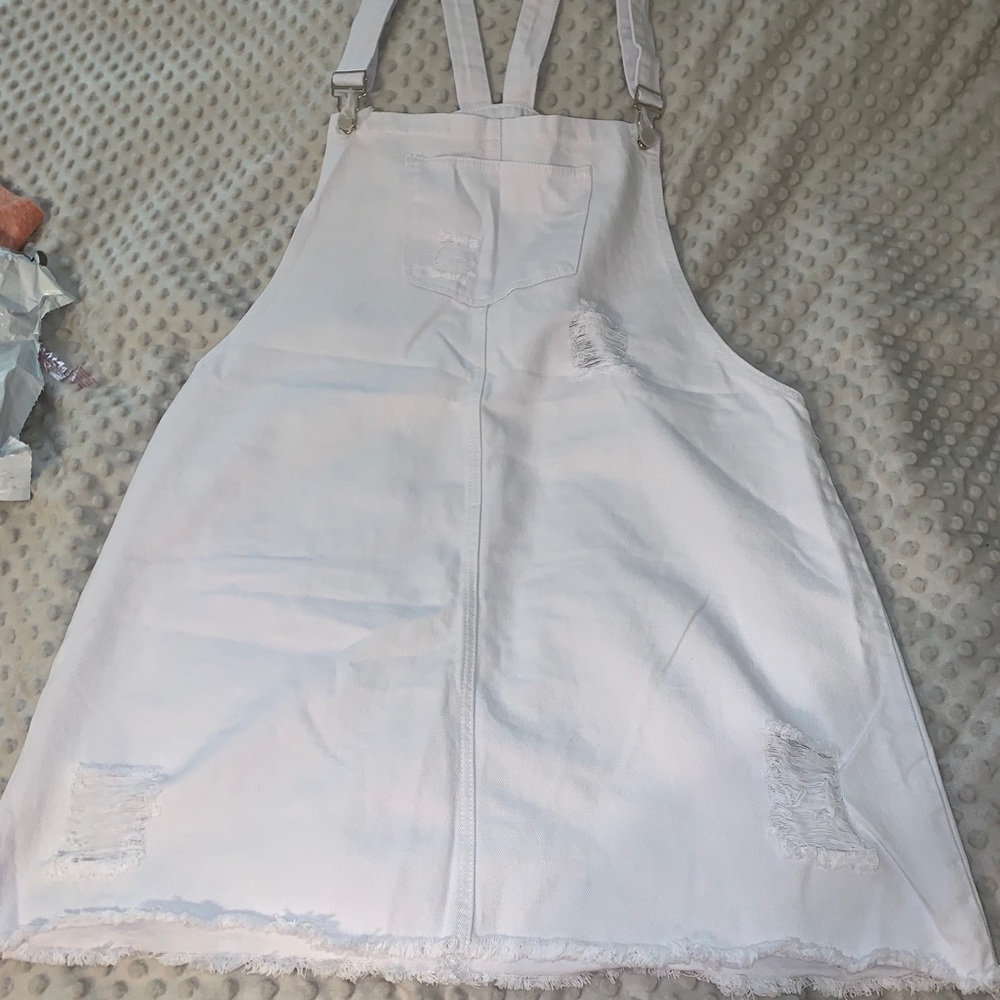 Twiin Sisters Denim White Overall Dress, 3x